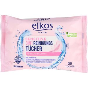 Produktbild für Abschminktücher elkos Face 3in1 Reinigungstücher Sensitiv