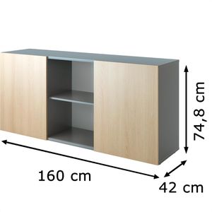 Produktbild für Sideboard Hammerbacher 1780, aus Holz, eiche / graphit