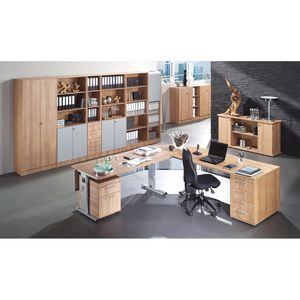 Produktbild für Sideboard Hammerbacher SB2T, aus Holz, silber / lichtgrau