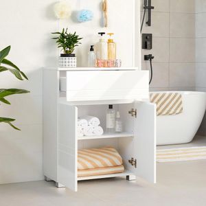 Produktbild für Badschrank Vasagle BBK140W01, mit 4 Füßen, weiß
