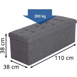 Produktbild für Sitztruhe Songmics dunkelgrau, 110 x 38 x 38cm