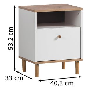 Produktbild für Nachttisch Schildmeyer Hilda, 155883, weißmatt / artisan eiche