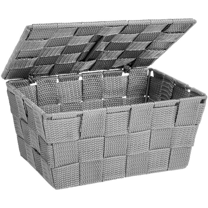 Wenko Aufbewahrungskorb – mit grau 10 Adria Kunststoff, 14 Böttcher Deckel, 2L, AG x x cm, 19