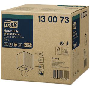 Produktbild für Putztuchrolle Tork 130073, W1 / W2 / W3, aus Zellstoff, blau