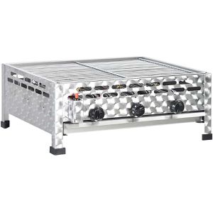 Produktbild für Gasgrill vidaXL Gastro-Gasgrill, silber, 3 Brenner