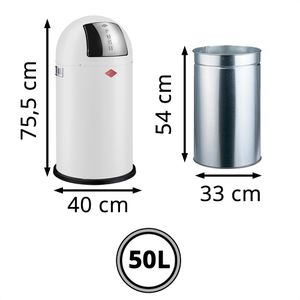Produktbild für Mülleimer Wesco Pushboy, weiß matt