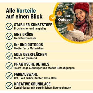 Produktbild für Weihnachtskugeln Deuba 102109, kupfer