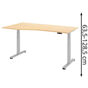 Produktbild für Schreibtisch Hammerbacher XDSM 18, ahorn / silber