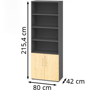 Produktbild für Kombischrank Hammerbacher Serie 9 Advanced, ahorn / graphit