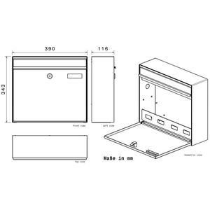 Produktbild für Briefkasten Metzler BK212, anthrazit, aus Stahl