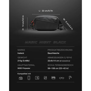 Produktbild für Bauchtasche Inateck Sling Bag X-Mini, aus Polyester, schwarz