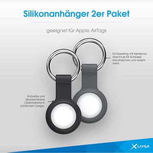Airtag-Schlüsselanhänger [2er-Pack] Schutzhülle kompatibel mit Apple Airtag- Hülle, GPS Air Tag Airtags-Halter Schlüsselanhänger (