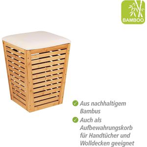 Produktbild für Wäschekorb Wenko Bambusa, braun, mit Deckel