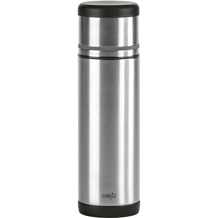 Emsa Thermosflasche Mobility 509237, Edelstahl, Isolierflasche, silber / schwarz, 0,5 l – Böttcher AG
