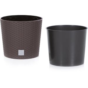 Produktbild für Übertopf Prosperplast Rato Round, dunkelbraun, Ø 30 x 27 cm