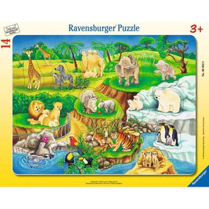 Ravensburger Puzzle 06052, Zoobesuch, Rahmenpuzzle, ab 3 Jahre, 14 Teile