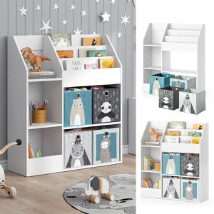 Produktbild für Bücherregal Vicco Luigi, weiß, mit 4 Faltboxen