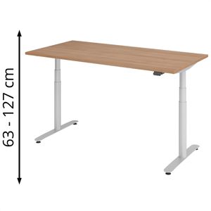 Schreibtisch Hammerbacher XDLR16, nussbaum / silber