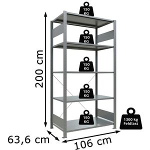 Produktbild für Schwerlastregal Schulte 12760, 5 Metallböden
