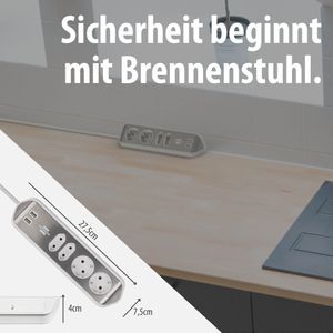 Produktbild für Tischsteckdose Brennenstuhl estilo, mit 2 m Schuko Kabel
