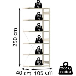 Produktbild für Anbauregal Regalwerk BERT, 6 Metallböden