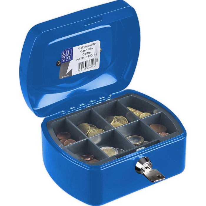 Alco Geldkassette 8420-15, blau, 25,5 x 9 x 20 cm, 8 Münzfächer