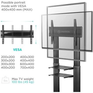 Produktbild für TV-Ständer Onkron TS2771-B, Ablage &amp; Rollen, schwarz,Aluminium