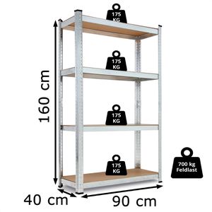 Produktbild für Schwerlastregal Monzana 106182, 4 Holzböden