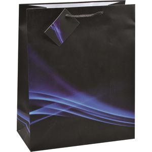 TSI Geschenktüte 85013 Business Wave, Geschenktasche, 18 x 23cm, schwarz / blau