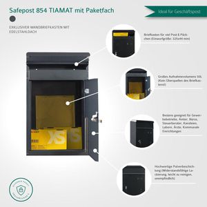 Produktbild für Briefkasten SafePost ScanPro 854 Tiamat, anthrazit, aus Stahl