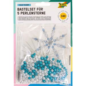 Bastelset Folia Perlensterne-Set, Blau / Silber