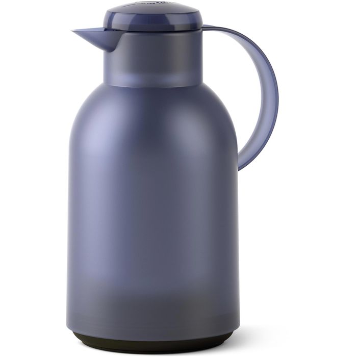 Emsa Thermoskanne Samba, Quick Press, Kunststoff, mit Tipverschluss auslaufsicher blau-grau 1,5Liter – Böttcher AG