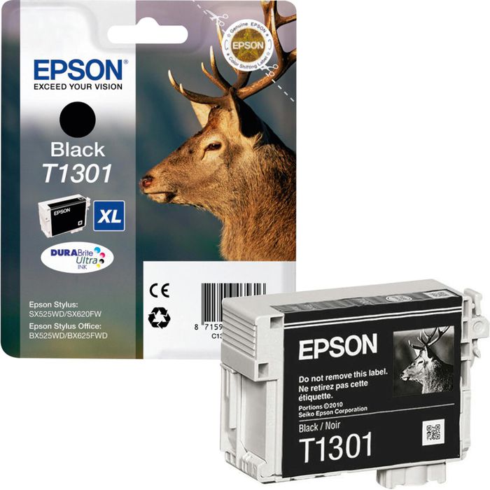 Epson T1301 schwarz Hirsch Original Druckerpatrone T130140 ...