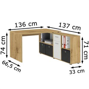 Produktbild für Schreibtisch FMD-Möbel Lex, 353-001, artisan eiche / weiß