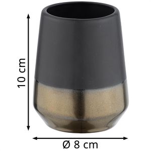 Produktbild für Zahnputzbecher Wenko Brandol, schwarz-kupfer, aus Keramik
