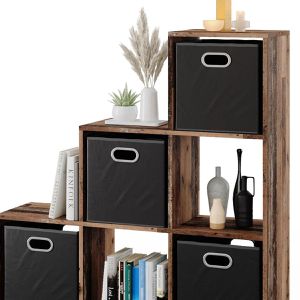 Produktbild für Bücherregal Vicco 52902, dunkelbraun, mit 4 Faltboxen