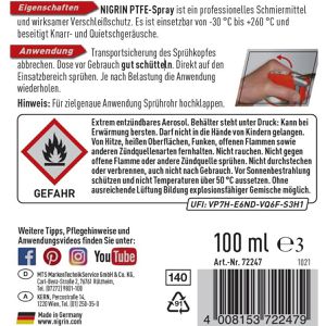 Produktbild für Multifunktionsöl Nigrin 72247, PTFE-Spray
