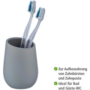 Produktbild für Zahnputzbecher Wenko Badi, grau, aus Keramik