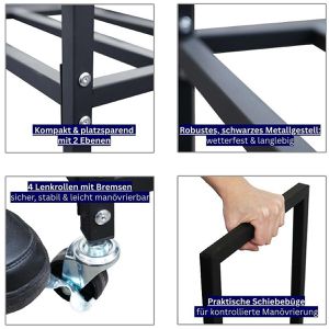 Produktbild für Kaminholzregal PROREGAL Phoenix, mit 2 Ablagen &amp; Rollen