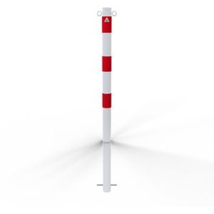 Absperrpfosten Schake 460B/2, 2 Ösen, rot/weiß, aus Metall