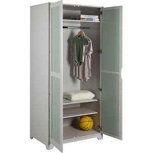 Produktbild für Kleiderschrank Inter-Link Prati, hellgrau / salbei