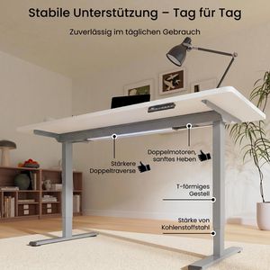 Produktbild für Schreibtisch FlexiSpot E1S Pro, weiß / grau