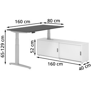 Produktbild für Schreibtisch Hammerbacher XBHM, 30258, graphit, mit Sideboard