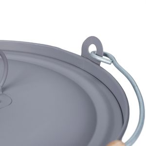 Produktbild für Ascheeimer Relaxdays 10033833, grau, mit Holzgriff und Deckel