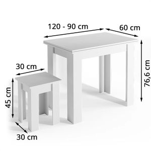 Produktbild für Esstisch Vicco Roman, weiß, 2-teilig