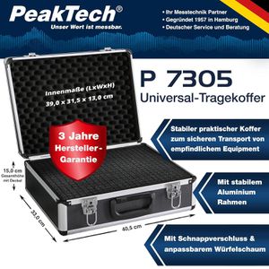 Produktbild für Transportkoffer PeakTech P 7305, abschließbar, aus Aluminium