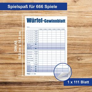 Produktbild für Spielblock RNK 5808, Würfelspiel-Block