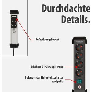 Produktbild für Steckdosenleiste Brennenstuhl Premium Alu, 1,8m