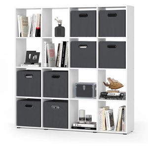 Produktbild für Bücherregal Vicco Karree, weiß, mit 4 Faltboxen