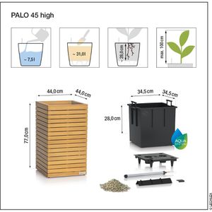 Produktbild für Übertopf Lechuza PALO 45 high, braun, 44 x 77 x 44 cm